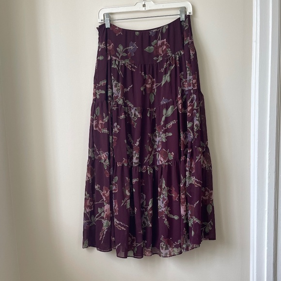 Floral Chiffon Tiered A-Line Skirt - Picture 3 of 10